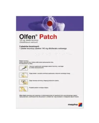 Olfen Patch plaster leczniczy, 5 sztuk - Plaster łagodzący ból