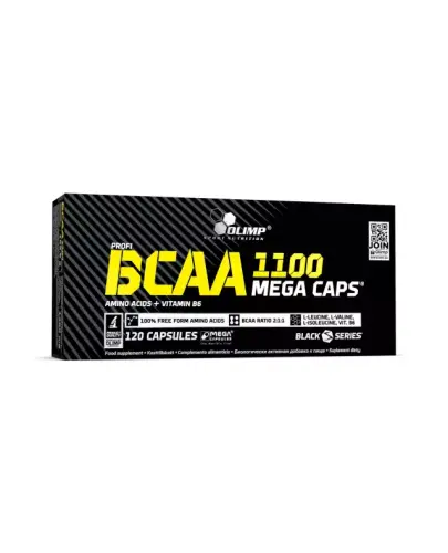 Olimp BCAA 1100 mg Mega Caps, 120 kapsułek - Skoncentrowana dawka niezbędnych aminokwasów BCAA z dodatkiem witaminy B6