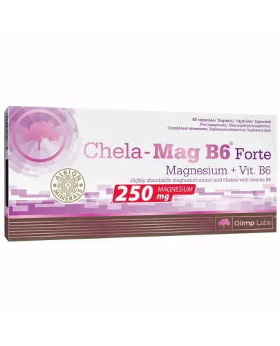 Olimp Chela-Mag B6 Forte, 250mg, 60 kapsułek - Suplement diety z magnezem w formie chelatu aminokwasowego Albion™