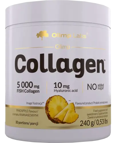 Olimp Collagen, proszek o smaku ananasa 240 g - Hydrolizat kolagenu pochodzenia rybiego z kwasem hialuronowym