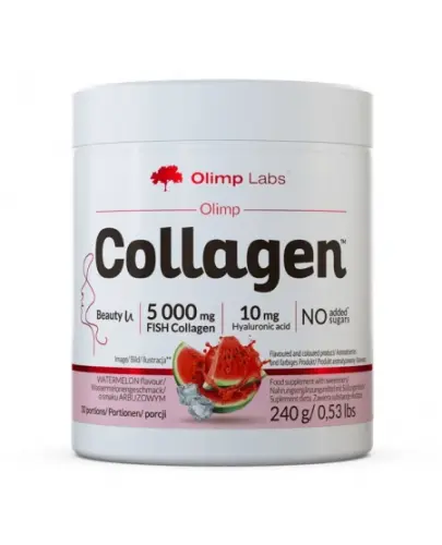 Olimp Collagen, proszek o smaku arbuzowym, 240 g - Na włosy, skórę i paznokcie