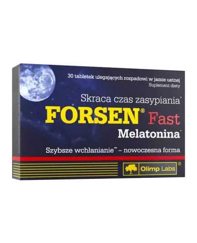 Olimp Forsen Fast Melatonina, 30 tabletek ulegających rozpadowi w jamie ustnej - Melatonina w tabletkach ODT o pysznym cytrusowym smaku