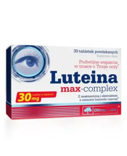 Olimp Luteina Max-Complex, 30 tabletek powlekanych - Z kompozycją naturalnej luteiny i zeaksantyny oraz ekstraktem z owoców borówki