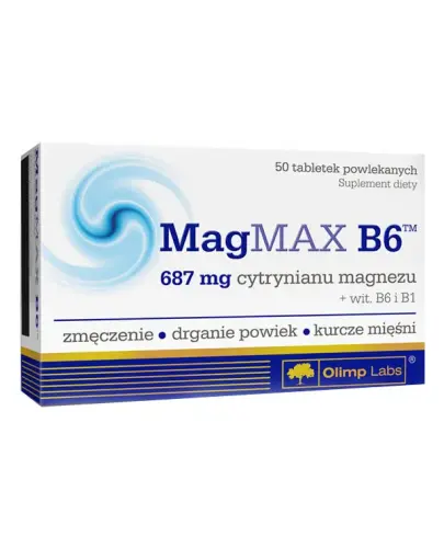 Olimp MagMax B6, 50 tabletek powlekanych - Suplement diety z magnezem w postaci cytrynianu