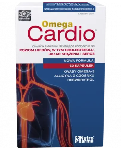 Omega Cardio, kapsułki 60 sztuk - Kapsułki z kwasami omega-3 i bezzapachowym czosnkiem, które wspomagają prawidłową pracę serca i układu krążenia