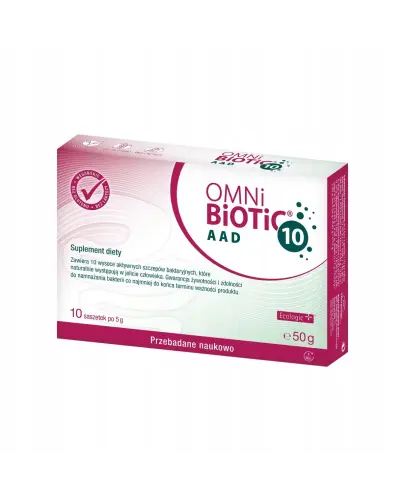 Omni Biotic 10 AAD, 10 saszetek - Probiotyk do stosowania w trakcie i po antybiotykoterapii