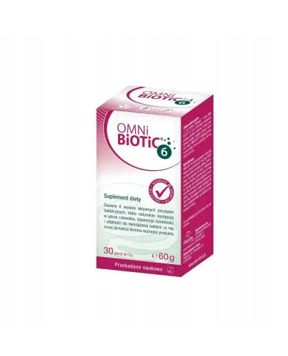 Omni Biotic 6, 60 g - Probiotyk dla dorosłych i dzieci od 1. roku życia