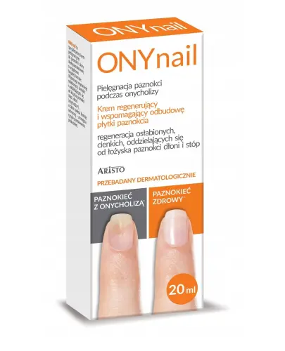 ONYnail Krem regenerujący i wspomagający odbudowę płytki paznokcia, 20 ml - Pielęgnacja paznokci podczas onycholizy