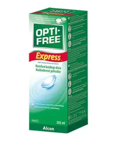 Opti-Free Express Płyn do soczewek, 355 ml - Przeznaczony do czyszczenia, dezynfekcji i przechowywania miękkich soczewek kontaktowych