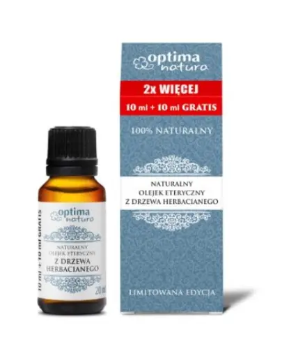 Optima Natura Naturalny olejek z drzewa herbacianego, 10 ml + 10 ml - Wspiera odbudowę naturalnej odporności organizmu oraz łagodzi objawy złego samopoczucia przy infekcji górnych dróg oddechowych