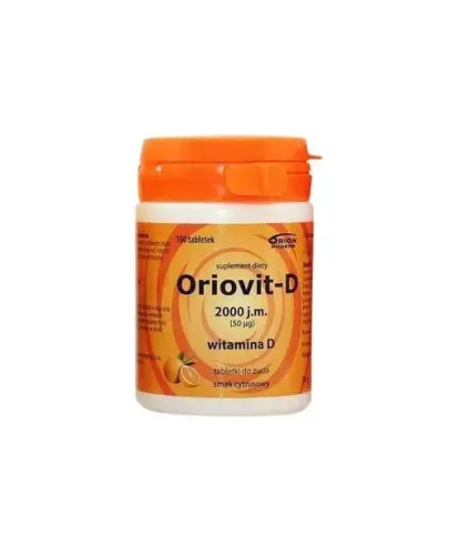 Oriovit-D 2000 j.m. (50 μg) smak cytrusowy, 100 tabletek do żucia - Zawiera łatwo wchłanialną witaminę D