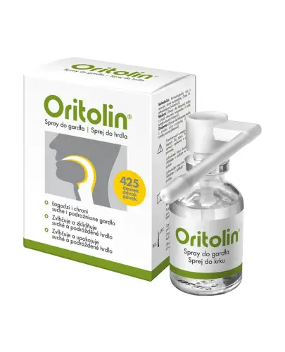 Oritolin spray do gardła, 30 ml - Dla dorosłych i dzieci od 6. roku życia, nawilża i chroni suche, podrażnione gardło