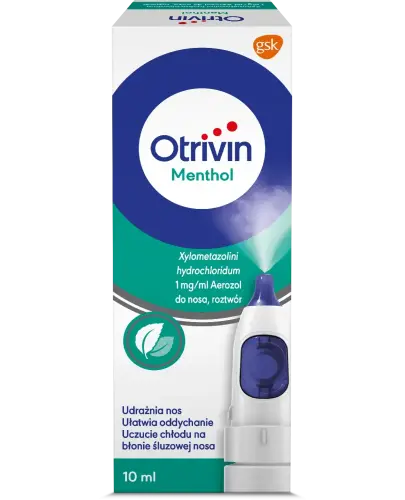 Otrivin Menthol 1 mg/ ml aerozol do nosa, 10 ml - Udrożniający nos spray na katar