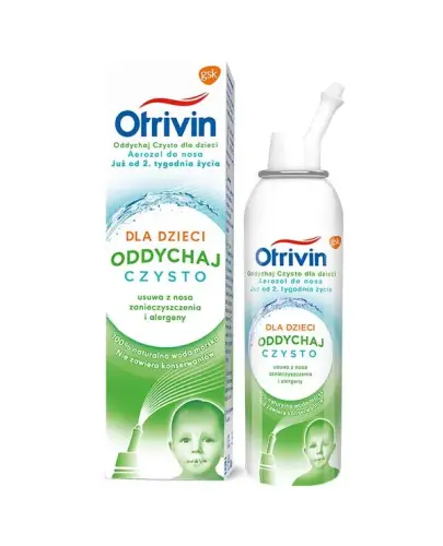 Otrivin Oddychaj Czysto, aerozol do nosa dla dzieci,  100 ml  - Izotoniczna woda morska bez konserwantów, delikatnie i naturalnie oczyszcza drogi oddechowe