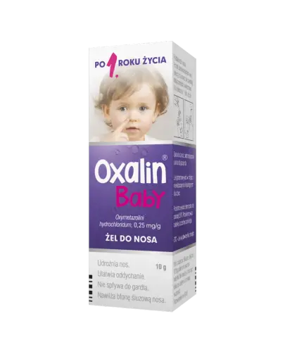 Oxalin Baby 0,25 mg/ g, żel do nosa, 10 g - Łagodzi katar i zmniejsza obrzęk śluzówki nosa, dla dzieci powyżej 1. roku życia