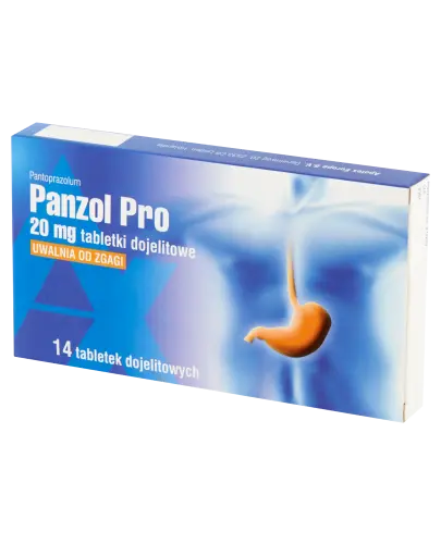 Panzol Pro 20 mg, 14 tabletek - Pantoprazolum natricum sesquihydricum 20 mg, tabletki dojelitowe