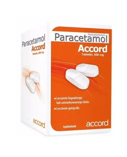 Paracetamol Accord 500 mg, 50 tabletek - Tabletki z paracetamolem do stosowania w celu łagodzenia bólu i obniżania gorączki