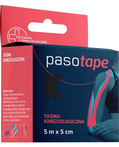 Pasotape Taśma kinezjologiczna 5 m x 5 cm, czarna, 1 sztuka - Do stosowania w rehabilitacji oraz medycynie sportowej