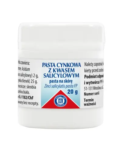 Pasta cynkowa z kwasem salicylowym, 20 g - Pasta na skórę z kwasem salicylowym