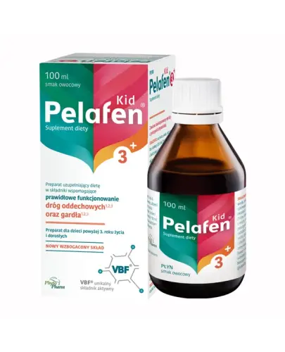 Pelafen Kid Drogi Oddechowe i gardło, 100 ml - Syrop z ekstraktami roślinnymi, witaminą C i cynkiem