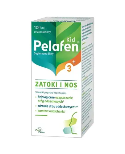 Pelafen Kid 3+ Zatoki i Nos, 100 ml - Suplement diety z ekstraktami roślinnymi, witaminą C i cynkiem