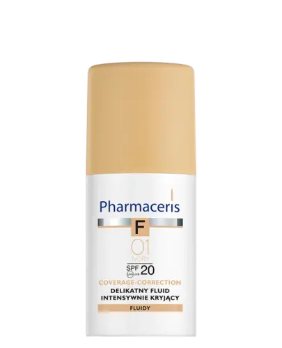 Pharmaceris F Coverage-Correction Ivory 01, SPF 20, 30 ml - Delikatny fluid intensywnie kryjący