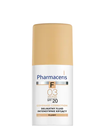 Pharmaceris F Coverage-Correction Bronze 03, SPF 20, 30 ml - Delikatny fluid intensywnie kryjący