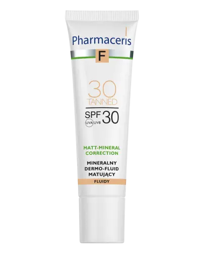 Pharmaceris F Matt-Mineral-Correction Tanned 30, SPF 30, 30 ml -   Mineralny dermo-fluid matujący