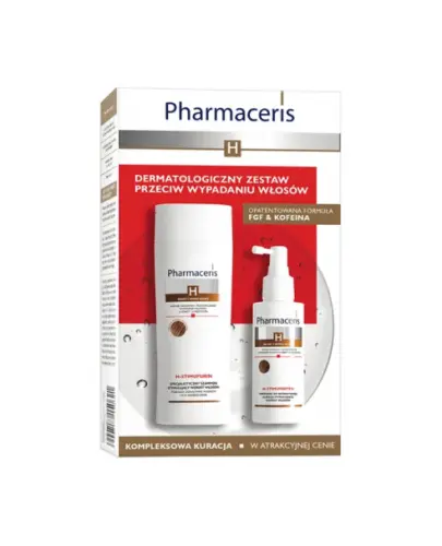 Pharmaceris H Stimupurin, szampon 250 ml, preparat stymulujący wzrost włosów 125 ml - Dermatologiczny zestaw przeciw wypadaniu włosów