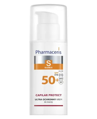 Pharmaceris S Capilar Protect, ultra ochronny krem SPF 50+, 50 ml  - Do skóry naczynkowej i z trądzikiem różowatym