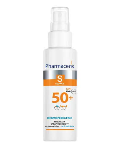 Pharmaceris S, spray mineralny do twarzy i ciała SPF 50+, 100 ml - Z wysoką ochrona przeciwsłoneczną dla dzieci od 1. dnia życia