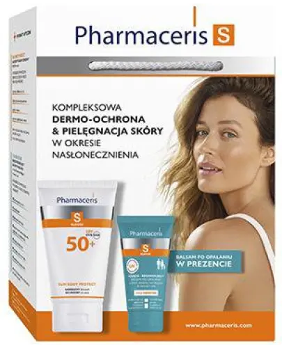 Pharmaceris S zestaw Sun Body Protect SPF 50+ + Cica Sensitive, 150 ml + 50 ml - Przeciwsłoneczny barierowy balsam do ciała i kojąco-regenerujący balsam po opalaniu