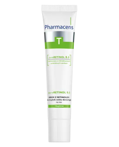 Pharmaceris T pure-RETINOL 0.3,  krem na noc, 40 ml - Z retinolem,  na trądzik wieku dorosłego