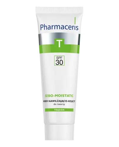 Pharmaceris T Sebo-Moistatic SPF 30,  krem nawilżająco-kojący do twarzy, 50 ml - Po kuracjach przeciwtrądzikowych