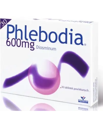 Phlebodia 600 mg, 30 tabletek - 1 tabletka zawiera 600 mg diosminy (Diosminum)