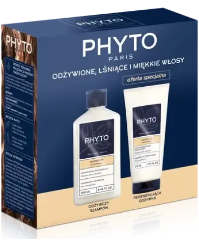 Phyto Nutrition Szampon odżywczy, 250 ml + Regenerująca odżywka 175 ml - Zestaw dla całej rodziny do włosów suchych i bardzo suchych