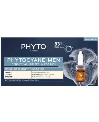 Phyto Phytocyane–Men, kuracja przeciw wypadaniu włosów, 12 x 3,5 ml - Zmniejsza wypadanie włosów i stymuluje wzrost gęstszych włosów