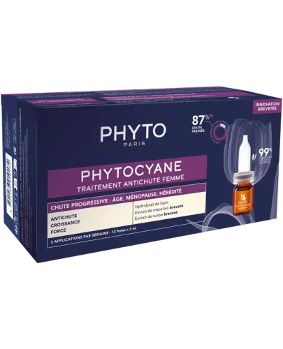 Phyto Phytocyane, postępujące wypadanie, 12 fiolek po 5 ml - Kuracja przeciw wypadaniu włosów dla kobiet 