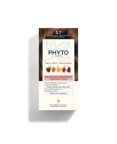 Phyto Color 5.7, farba do włosów, jasny kasztanowy brąz, 1 sztuka - Farba do włosów z pigmentami roślinnymi i nadającymi blask olejkami