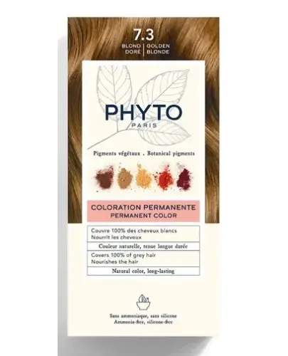 Phyto Color 7.3, farba do włosów, złoty blond, 1 sztuka - Łagodna farba do włosów z koloryzującymi pigmentami roślinnymi.