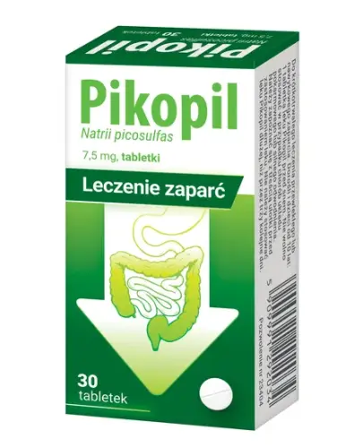 Pikopil 7,5 mg, 30 tabletek - Łagodzi dolegliwości związane z przewlekłymi lub nawracającymi zaparciami