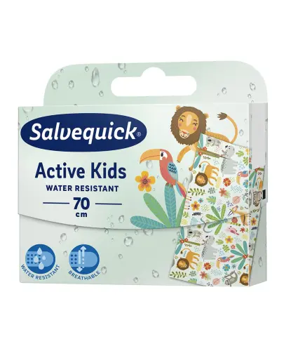 Salveqiuck Active Kids, wodoodporne plastry dla dzieci, 70 cm - Do cięcia, elastyczne, oddychające i hipoalergiczne 