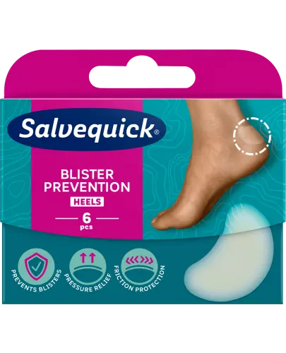 Salveqiuck Blister Prevention Heels, plastry na pęcherze  na piętach, 6 sztuk - Hydrokoloidowe, zmniejszają ucisk i tarcie