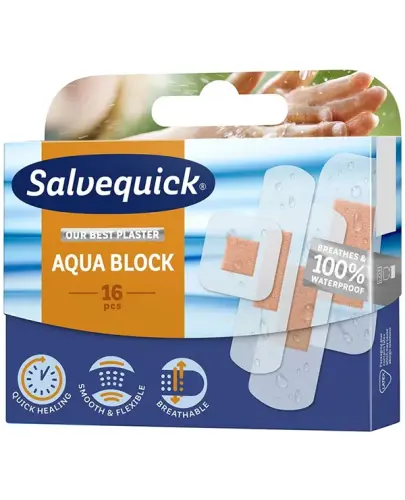 Salvequick Aqua Block, plastry wodoodporne, 12 sztuk - Elastyczne, ultracienkie i hipoalergiczne