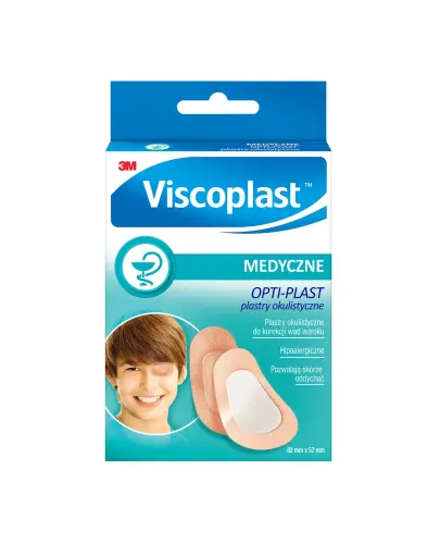 Viscoplast Opti-plast, 82 mm x 57 mm,10 sztuk - Delikatne dla skóry plastry okulistyczne do stosowania pod okularami korekcyjnym