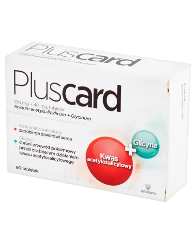 Pluscard, 60 tabletek - Tabletki z kwasem acetylosalicylowym i glicyną