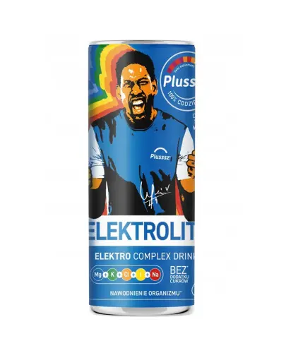 Plusssz Elektrolity Electro Complex Drink, 250 ml - Nawadniający napój gazowany o smaku mango-cytryna