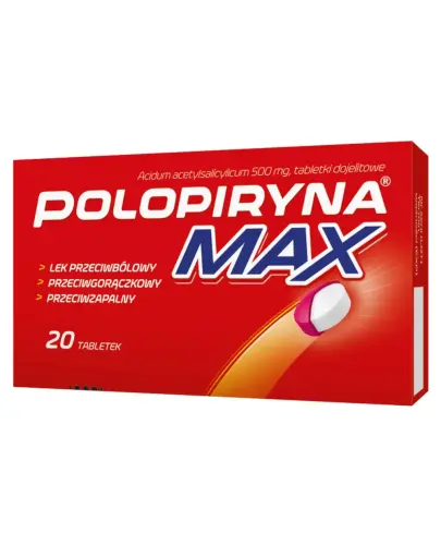 Polopiryna Max, 500 mg, 20 tabletek dojelitowych - Tabletki z kwasem acetylosalicylowym