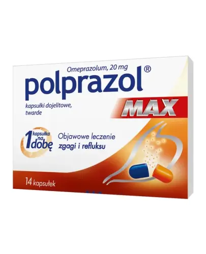 Polprazol Max kapsułki dojelitowe, 14 sztuk - Kapsułki, które zmniejszają ilość kwasu  solnego wydzielanego w żołądku