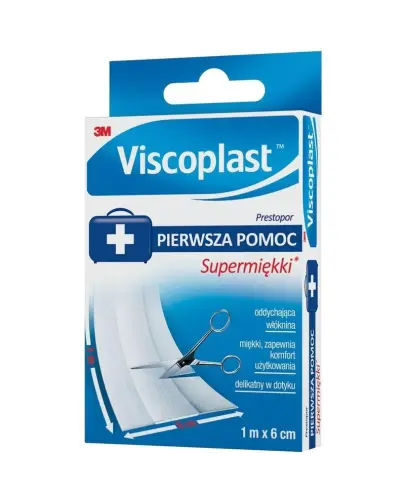 Viscoplast Prestopor Supermiękki,  1 m x 6 cm - Delikatny, dopasowujący się do ruchów ciała plaster z możliwością przycięcia